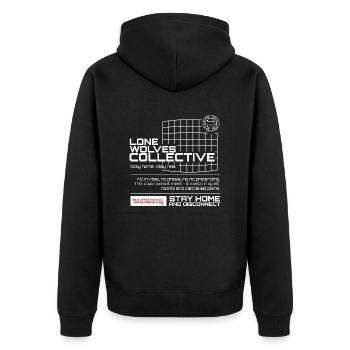 LoneWolvesCollective - Funny Introvert T-Shirt for - Unisex Premium Bio Zip Hoodie - Schwarz - Hinten - Nico (187cm)