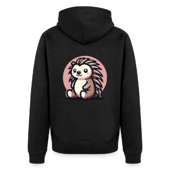 Hérisson fond rose - Veste à capuche bio Premium Unisexe - noir - Dos - Nico (187cm)