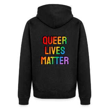 Queere Leben sind wichtig LGBT Pride schwul Regenbogen - Unisex Premium Bio Zip Hoodie - Schwarz - Hinten - Nico (187cm)