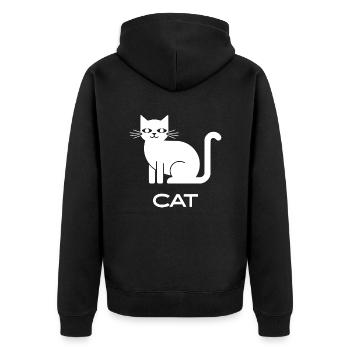 Minimalist Cat Silhouette Pet Lover Design - Unisex Premium Organic Zip Hoodie - black - Back - Nico (187cm)