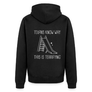 Texas Weather Hot Slide Design for Proud Texans - Unisex Premium Organic Zip Hoodie - black - Back - Nico (187cm)