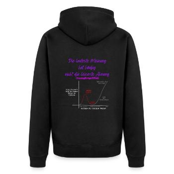 Dunning Kruger Effekt - Unisex Premium Bio Zip Hoodie - Schwarz - Hinten - Nico (187cm)