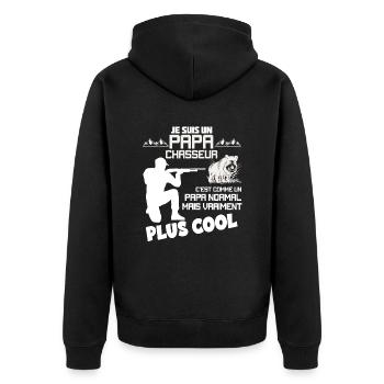 Papa Chasseur le Seul - Veste à capuche bio Premium Unisexe - noir - Dos - Nico (187cm)