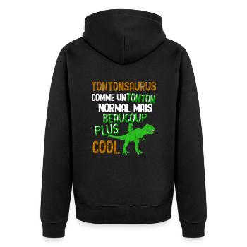 Tonton Dinosaure Annonce Naissance Neveux - Veste à capuche bio Premium Unisexe - noir - Dos - Nico (187cm)