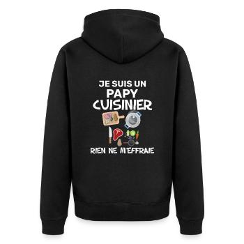 Cuisinier rien ne m'effraie idée cadeau homme - Veste à capuche bio Premium Unisexe - noir - Dos - Nico (187cm)