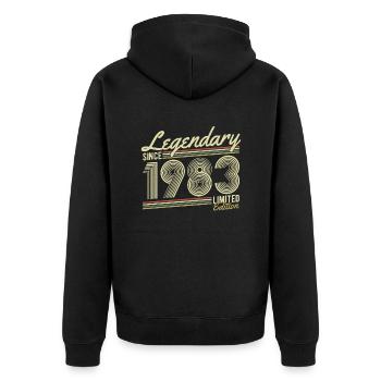 Légendaire depuis 1983 - Veste à capuche bio Premium Unisexe - noir - Dos - Nico (187cm)