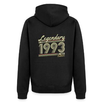 Legendary since 1993 - Unisex Premium Organic Zip Hoodie - black - Back - Nico (187cm)