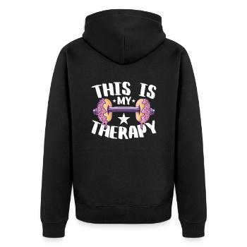 Workout, Fitness, Gym, Workout, Sports, Fun - Unisex Premium Organic Zip Hoodie - black - Back - Nico (187cm)