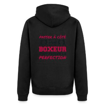 Perfection Boxer Humor Boxing Man - Unisex Premium Organic Zip Hoodie - black - Back - Nico (187cm)