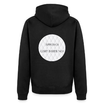 Äppelwoi geht immer Noi - Hessisch Spruch - Unisex Premium Bio Zip Hoodie - Schwarz - Hinten - Nico (187cm)