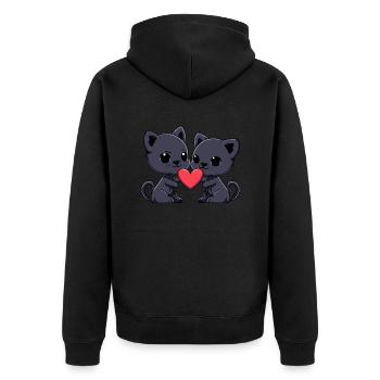 Panther Paar Verliebt Valentinstag - Unisex Premium Bio Zip Hoodie - Schwarz - Hinten - Nico (187cm)