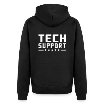 Tech Support technischer Support - Unisex Premium Bio Zip Hoodie - Schwarz - Hinten - Nico (187cm)