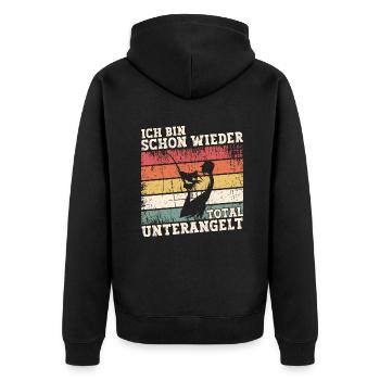 Angler Angel Shirt Lustig - Total Unterangelt - Unisex Premium Bio Zip Hoodie - Schwarz - Hinten - Nico (187cm)