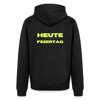 heute ist feiertag - Unisex Premium Bio Zip Hoodie - Schwarz - Hinten - Nico (187cm)