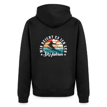 Ski fahren Ski Fahrer Wintersport Männer Geschenk - Unisex Premium Bio Zip Hoodie - Schwarz - Hinten - Nico (187cm)