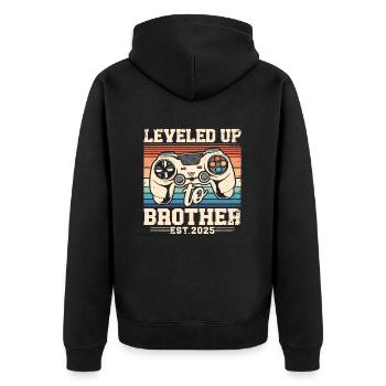Promoted to Brother 2025 - Unisex Premium Organic Zip Hoodie - black - Back - Nico (187cm)