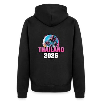 Thailand 2025 Palmen - Unisex Premium Bio Zip Hoodie - Schwarz - Hinten - Nico (187cm)