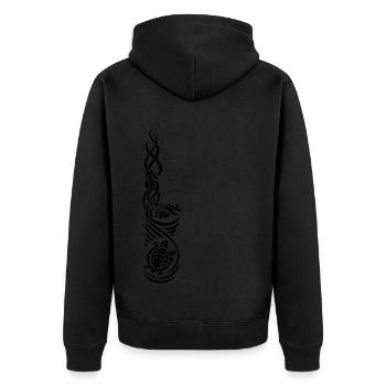 UW-Tribal - Unisex Premium Bio Zip Hoodie - Schwarz - Hinten - Nico (187cm)
