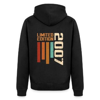 Jahrgang 2007 Geburtstagsgeschenk 2007 Retro 2007 - Unisex Premium Bio Zip Hoodie - Schwarz - Hinten - Nico (187cm)