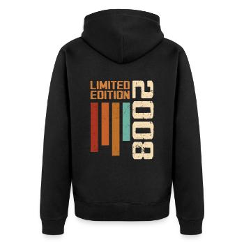 Vintage 2008 Birthday Gift 2008 Retro 2008 - Unisex Premium Organic Zip Hoodie - black - Back - Nico (187cm)