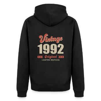 anniversaire 30 ans Né en 1992 vintage Cadeau - Veste à capuche bio Premium Unisexe - noir - Dos - Nico (187cm)