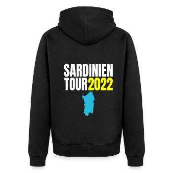 Sardinien Tour 2022 Urlaub T-Shirt Sommer - Unisex Premium Bio Zip Hoodie - Schwarz - Hinten - Nico (187cm)