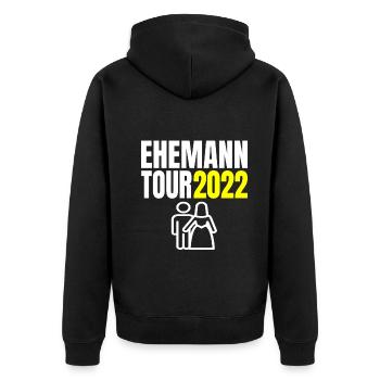 Ehemann Tour 2022 Heiraten Verlobt T-Shirt - Unisex Premium Bio Zip Hoodie - Schwarz - Hinten - Nico (187cm)