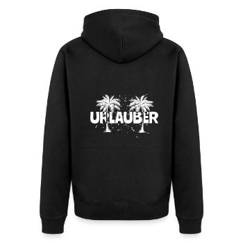 Urlauber Ferien Sommer Reise Male T-Shirt - Unisex Premium Bio Zip Hoodie - Schwarz - Hinten - Nico (187cm)