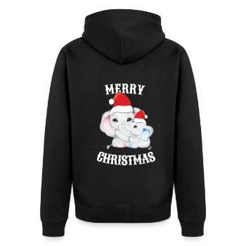 Weihnachten Elefanten Baby Santa Claus - Unisex Premium Bio Zip Hoodie - Schwarz - Hinten - Nico (187cm)