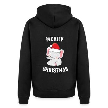 Weihnachten Elefanten Baby Santa Claus - Unisex Premium Bio Zip Hoodie - Schwarz - Hinten - Nico (187cm)