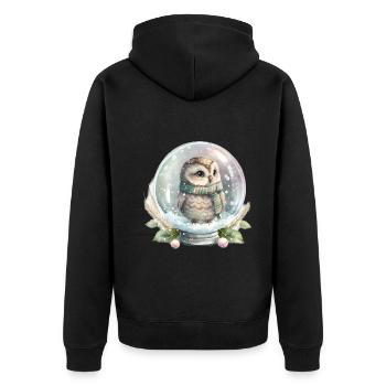 Cute Owl Glass Ball Water Filled Baby T-Shirt - Unisex Premium Organic Zip Hoodie - black - Back - Nico (187cm)