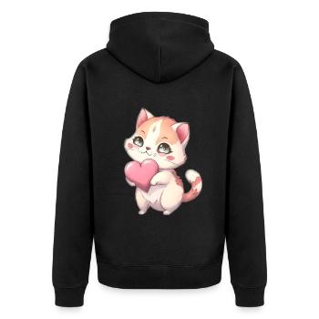 Mignon bébé chat maman enfants T-shirt - Veste à capuche bio Premium Unisexe - noir - Dos - Nico (187cm)