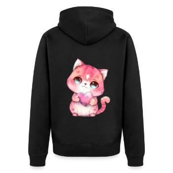 Mignon bébé chat maman enfants T-shirt - Veste à capuche bio Premium Unisexe - noir - Dos - Nico (187cm)