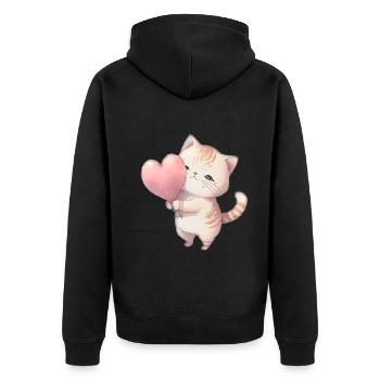 Cute Baby Cat Mom Kids T-shirt - Unisex Premium Organic Zip Hoodie - black - Back - Nico (187cm)