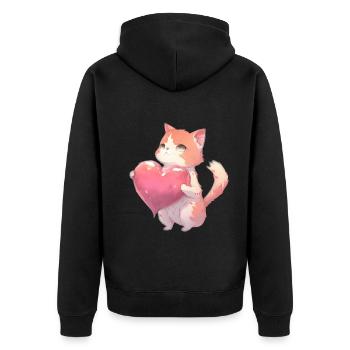 Cute Baby Cat Mom Kids T-shirt - Unisex Premium Organic Zip Hoodie - black - Back - Nico (187cm)