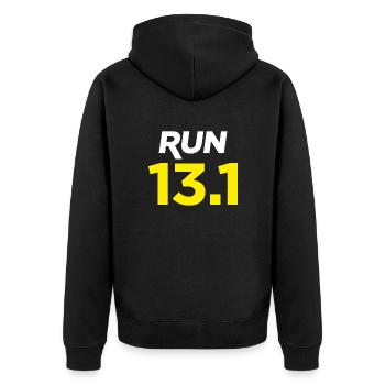 AUSFÜHREN 13.1 - Unisex Premium Bio Zip Hoodie - Schwarz - Hinten - Nico (187cm)