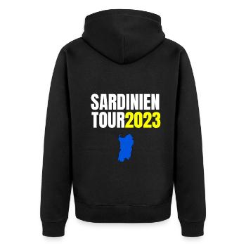 Sardaigne Tour 2022 T-shirt vacances été - Veste à capuche bio Premium Unisexe - noir - Dos - Nico (187cm)