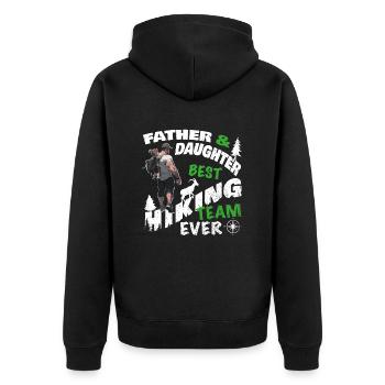 Wandern Berge stolzer Papa Tochter Team Vatertag - Unisex Premium Bio Zip Hoodie - Schwarz - Hinten - Nico (187cm)