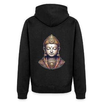Mystical Spiritual Buddha - Unisex Premium Organic Zip Hoodie - black - Back - Nico (187cm)