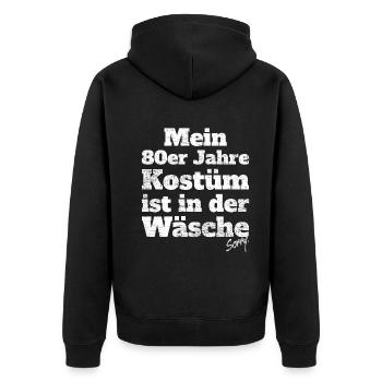 Mein 80er Jahre Kostüm In Der Wäsche Motto Party - Unisex Premium Bio Zip Hoodie - Schwarz - Hinten - Nico (187cm)