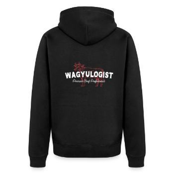 Wagyulogist Wagyu Beef GrillMaster Japan Steak - Unisex Premium Organic Zip Hoodie - black - Back - Nico (187cm)