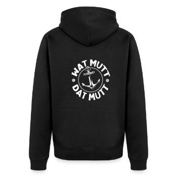Wat Mutt Dat Mutt Plattdeutsche Redensart Hamburg - Unisex Premium Bio Zip Hoodie - Schwarz - Hinten - Nico (187cm)