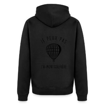 Je peux pas j'ai montgolfière - Veste à capuche bio Premium Unisexe - noir - Dos - Nico (187cm)