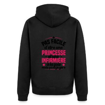 Princesse et Infirmière / Humour cadeau infirmière - Veste à capuche bio Premium Unisexe - noir - Dos - Nico (187cm)