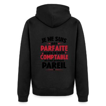 Pas parfaite mais je suis comptable humour cadeau - Veste à capuche bio Premium Unisexe - noir - Dos - Nico (187cm)