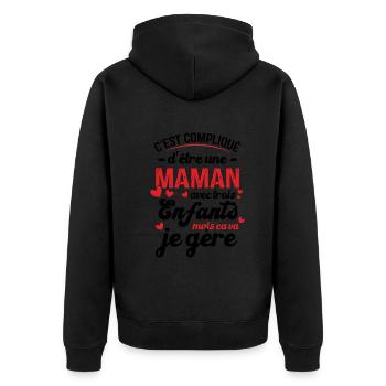 C'est compliqué d'être une Maman avec 3 Enfants - Veste à capuche bio Premium Unisexe - noir - Dos - Nico (187cm)