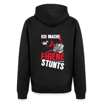 Ich Mache Eigene Stunts Lustiges Stapler - Unisex Premium Bio Zip Hoodie - Schwarz - Hinten - Nico (187cm)