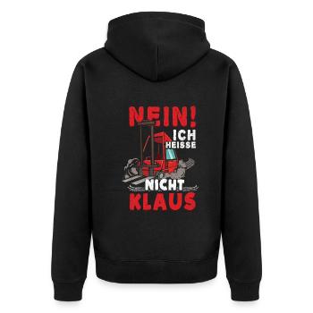 Nein Ich Heiße Nicht Klaus Lustiges Staplerfahrer - Unisex Premium Bio Zip Hoodie - Schwarz - Hinten - Nico (187cm)