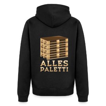 Alles Paletti Lustiges Stapler Gabelstapler - Unisex Premium Bio Zip Hoodie - Schwarz - Hinten - Nico (187cm)