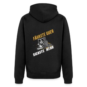 Fährste Quer Siehste Mehr Lustiges Staplerfahrer - Unisex Premium Bio Zip Hoodie - Schwarz - Hinten - Nico (187cm)